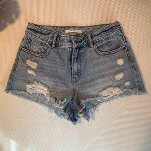 PacSun Light Blue Distressed High-Waist Denim Shorts